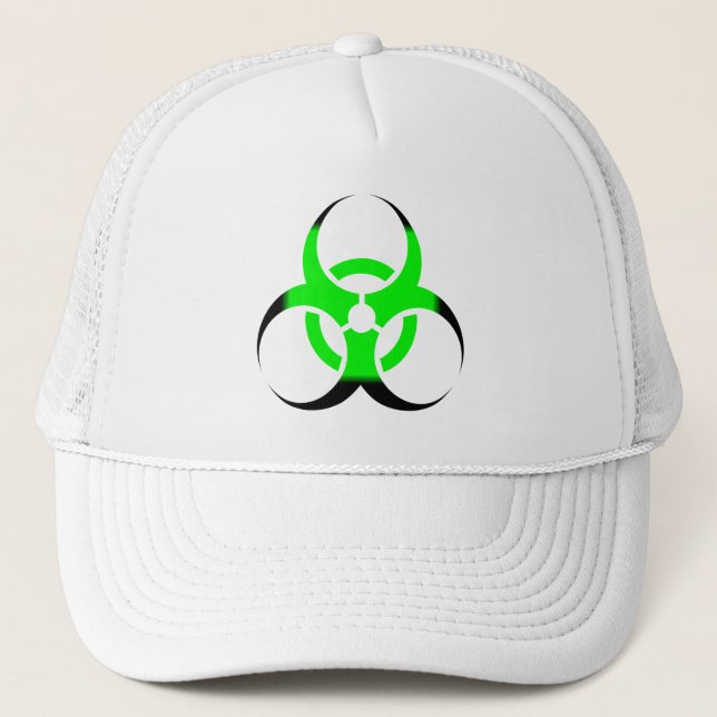 Biological Biohazard Symbol green and black Trucker Hat (Front)