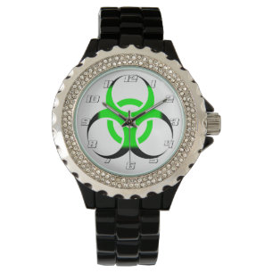 Biological Biohazard Symbol green and black Watch