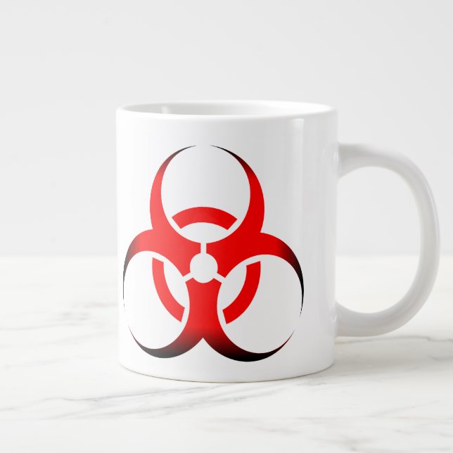 Biological Biohazard Symbol red and black Large Coffee Mug (Right)