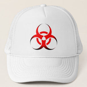 Biological Biohazard Symbol red and black Trucker Hat