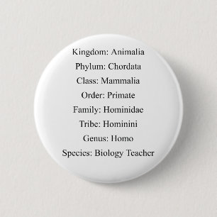 Biological Classification - Biology Teacher 2 Inch Round Button