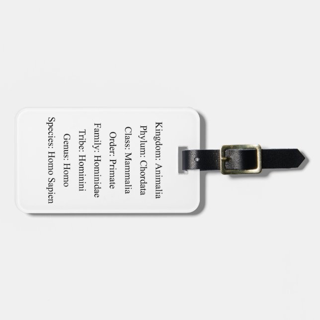 Biological Classification - Homo Sapien Luggage Tag (Front Horizontal)