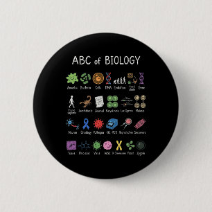Biology Alphabet Science Education Teacher Student 2 Inch Round Button