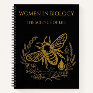 Biology Bee & Golden DNA Spiral Notebook