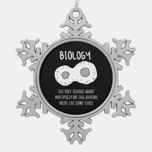 Biology - Biology The Only Science Gift Snowflake Pewter Christmas Ornament