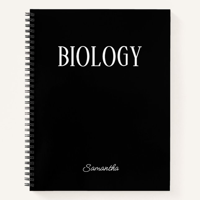 Biology Black Personalized Subject Notebook (Front)