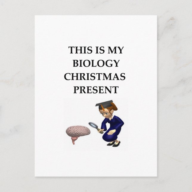 biology christmas joke holiday postcard (Front)