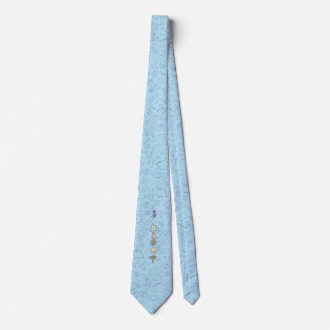 Biology diagram design vertical typography blue  tie (Front)