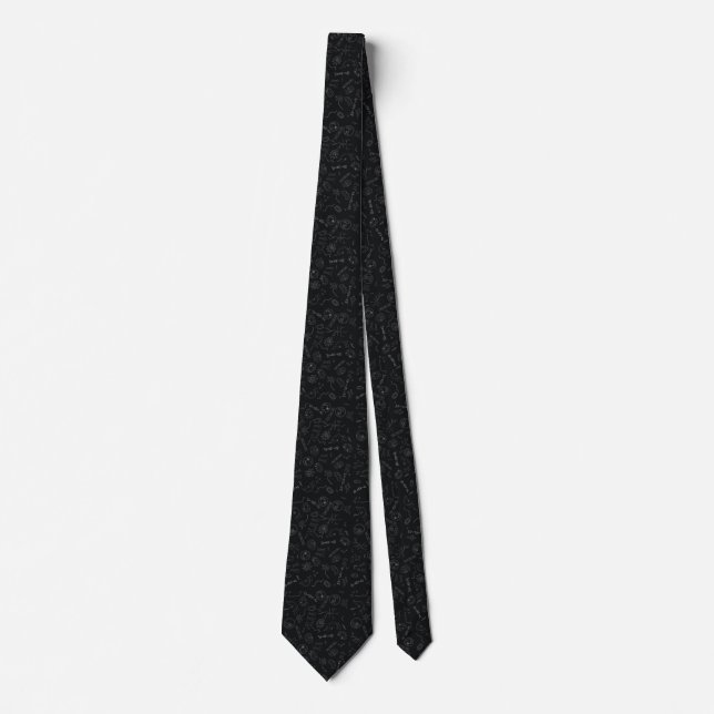 Biology diagram pattern black and white tie (Front)