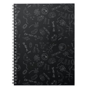 Biology diagram pattern white on black  drawstring notebook