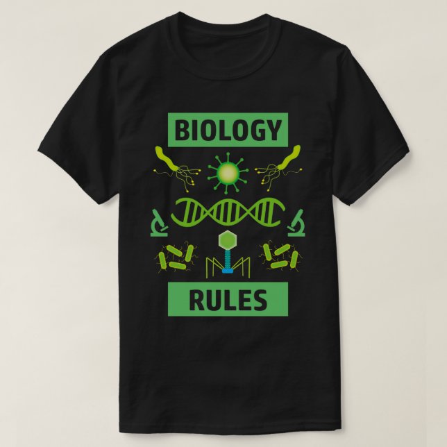 Biology Rules Cool Science Design T-Shirt (Design Front)