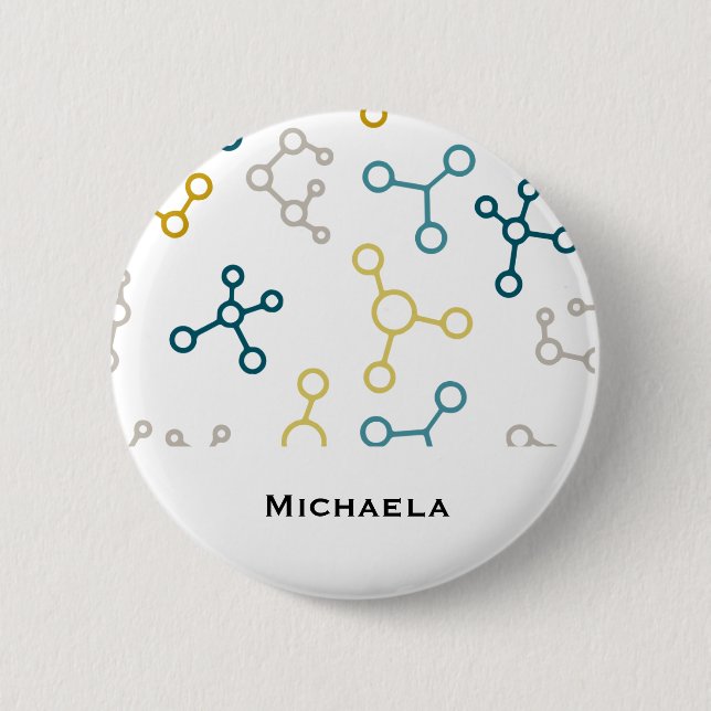 Biology Science Molecules Pattern Graduation 2 Inch Round Button (Front)