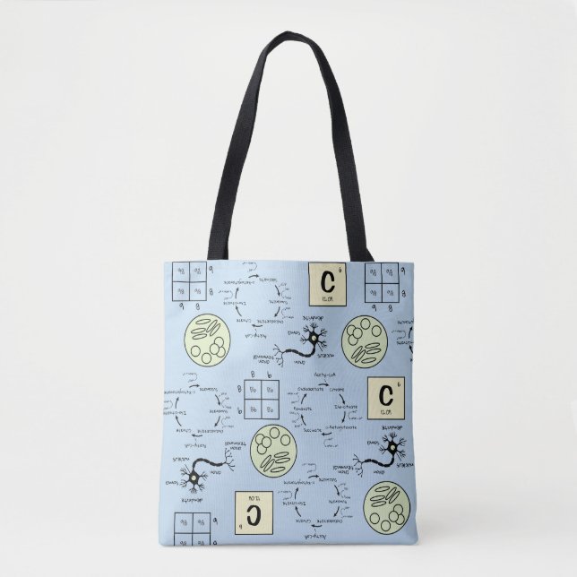 Biology Science Teacher Cell Genetics Neuron Nerd Tote Bag (Front)