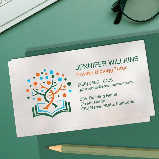 Biology Science Tutoring Services - DNA Tree Business Card (Creator Uploaded)