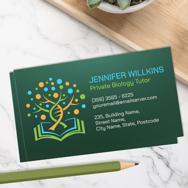 Biology Science Tutoring Services - DNA Tree Business Card (Creator Uploaded)