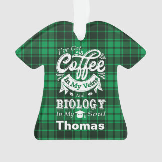 Biology Student Coffee In My Veins Plaid Ornament