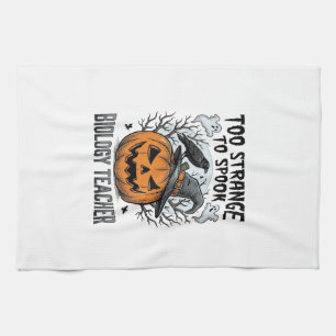 Biology Teacher Halloween Shirt Spooky Pumpkin Rav Kitchen Towel