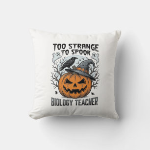 Biology Teacher Halloween Shirt Spooky Pumpkin Rav Throw Pillow