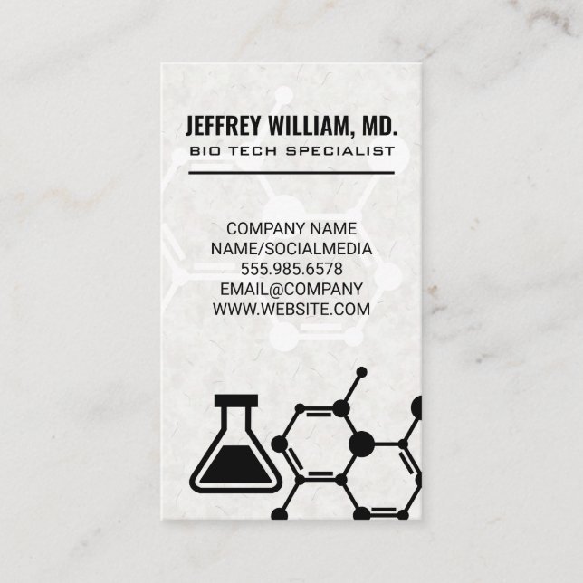 Biology Tech | Molecule | Beaker Business Card (Front)