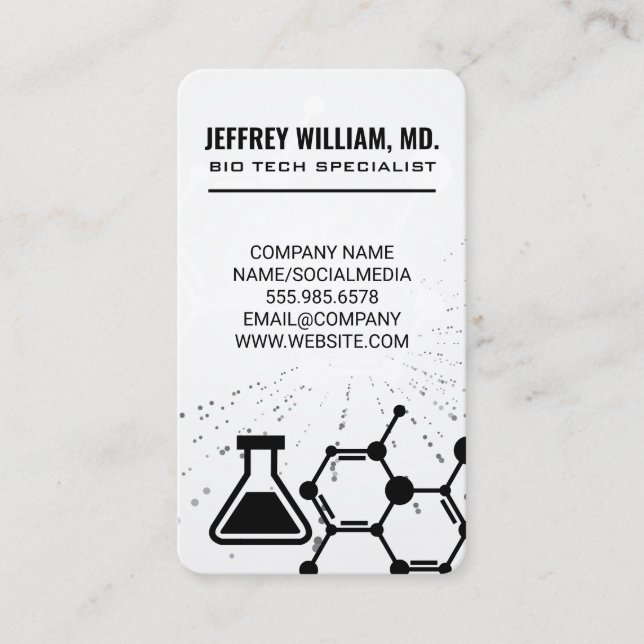 Biology Tech | Molecule | Beaker | Science Business Card (Front)