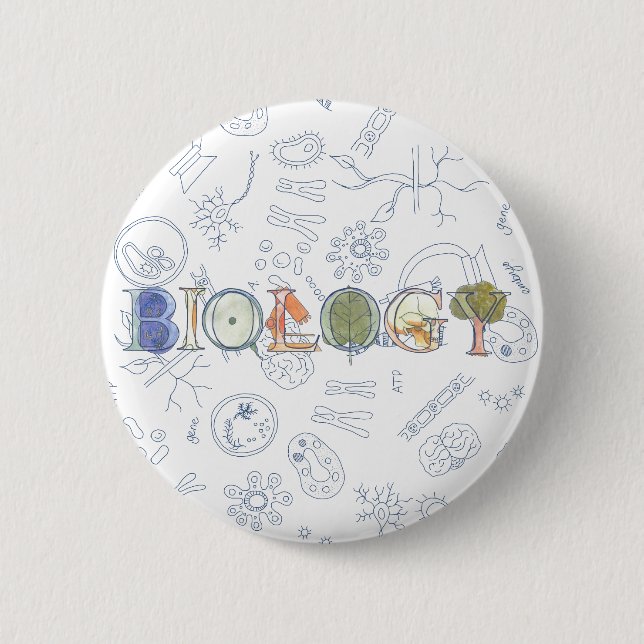Biology typography and diagrams 2 inch round button (Front)