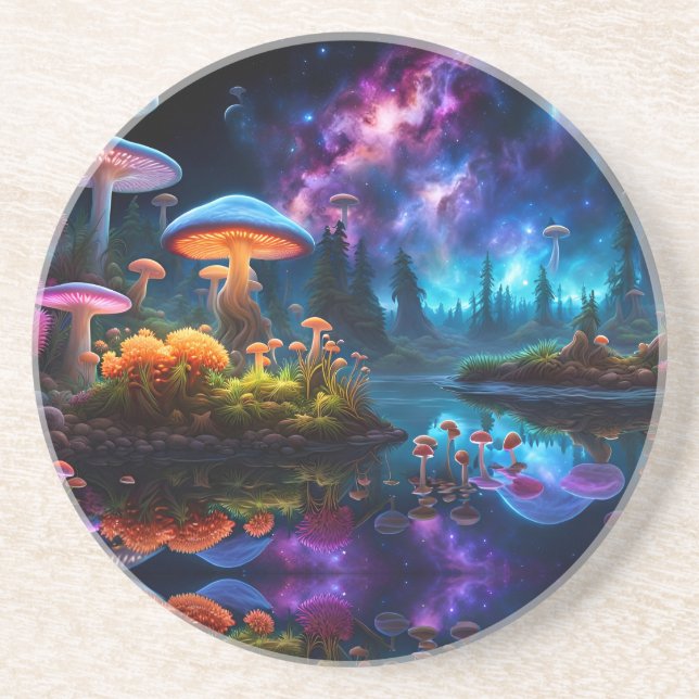 Bioluminescent Alien Mushrooms on A Distant Planet Coaster (Front)