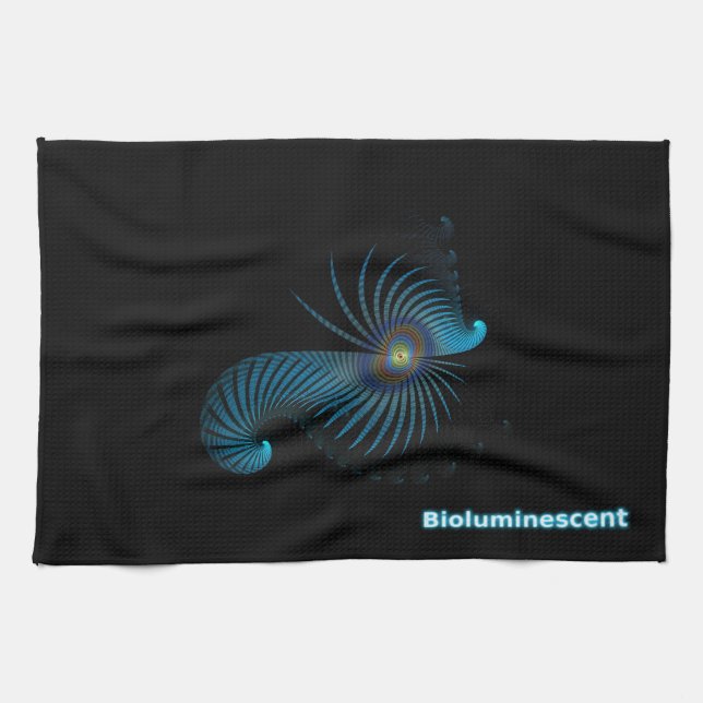 Bioluminescent Alien Sea Creature Kitchen Towel (Horizontal)