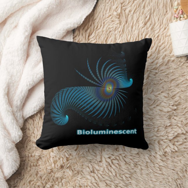 Bioluminescent Alien Sea Creature Throw Pillow (Blanket)