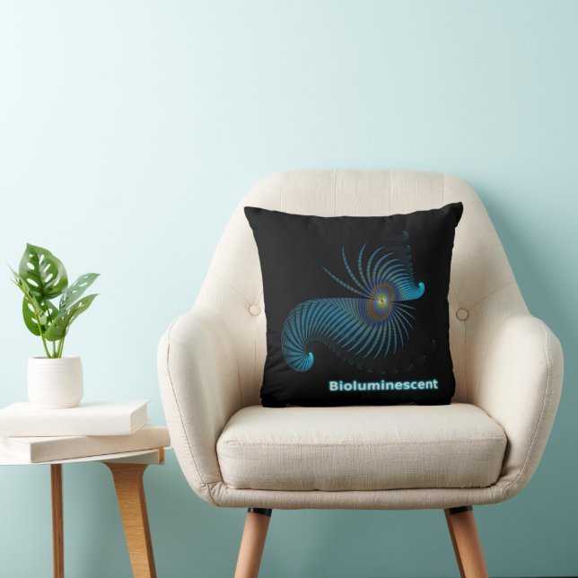 Bioluminescent Alien Sea Creature Throw Pillow (Chair)