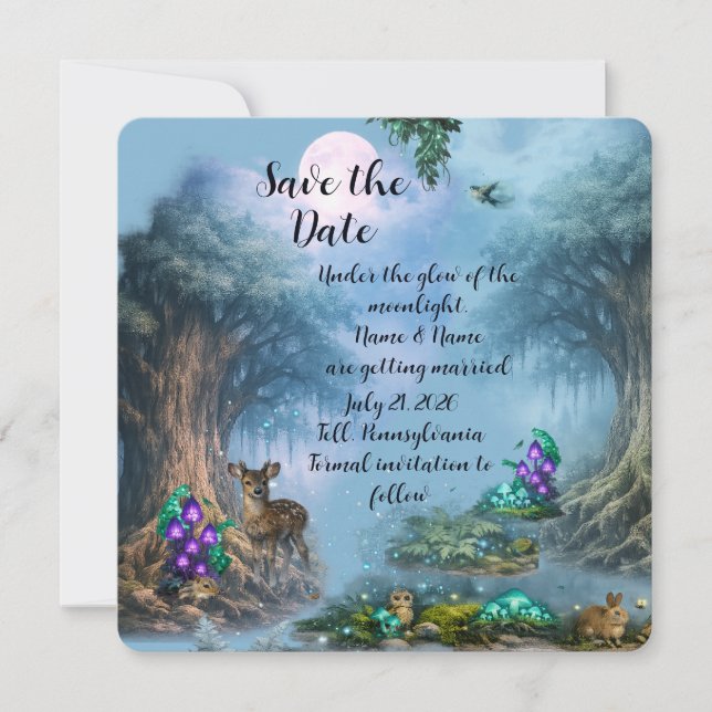 Bioluminescent Elegance Wedding Collection Save The Date (Front)