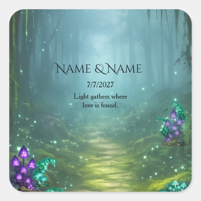 Bioluminescent Elegance Wedding Collection Square Sticker (Front)