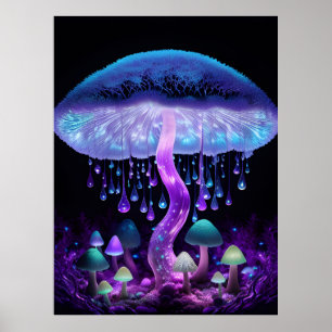 Bioluminescent Fantasy Mushroom Poster Set