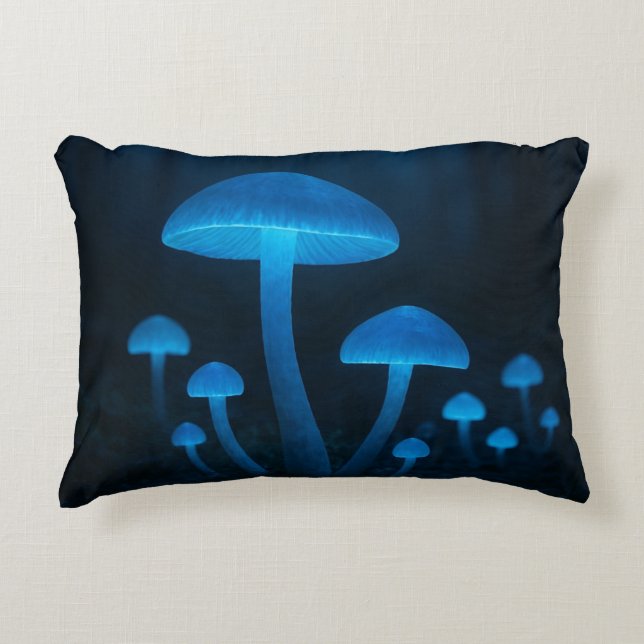 Bioluminescent Mushroom Forest Accent Pillow (Front)