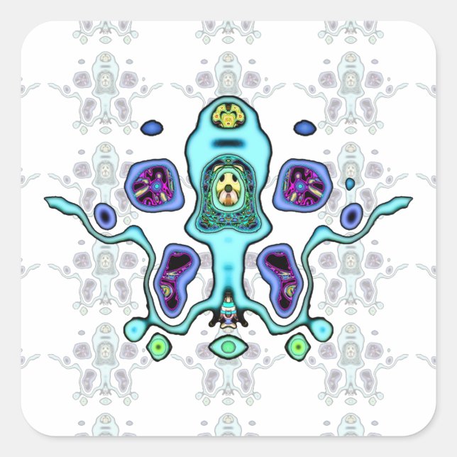 Biomechanical alien drone / alien squid v2.1 square sticker (Front)