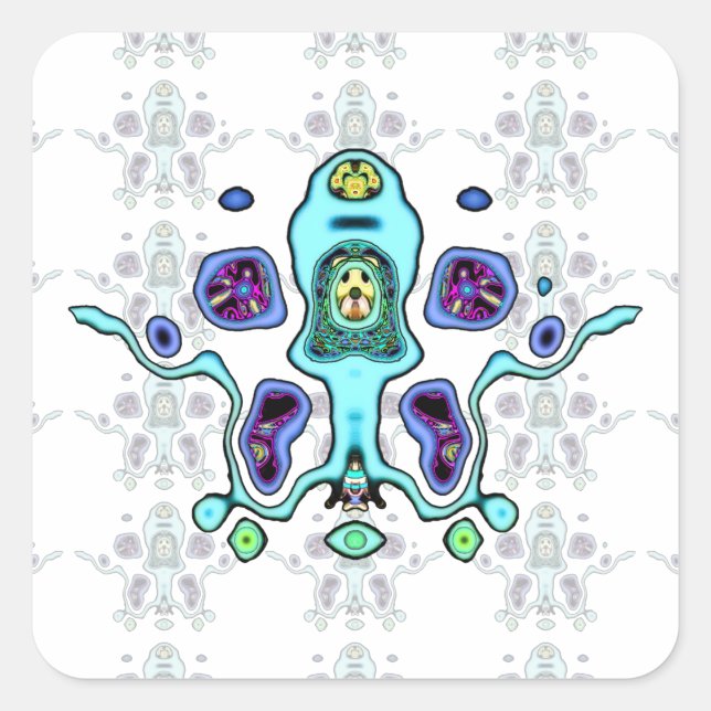 Biomechanical alien drone / alien squid v2 square sticker (Front)