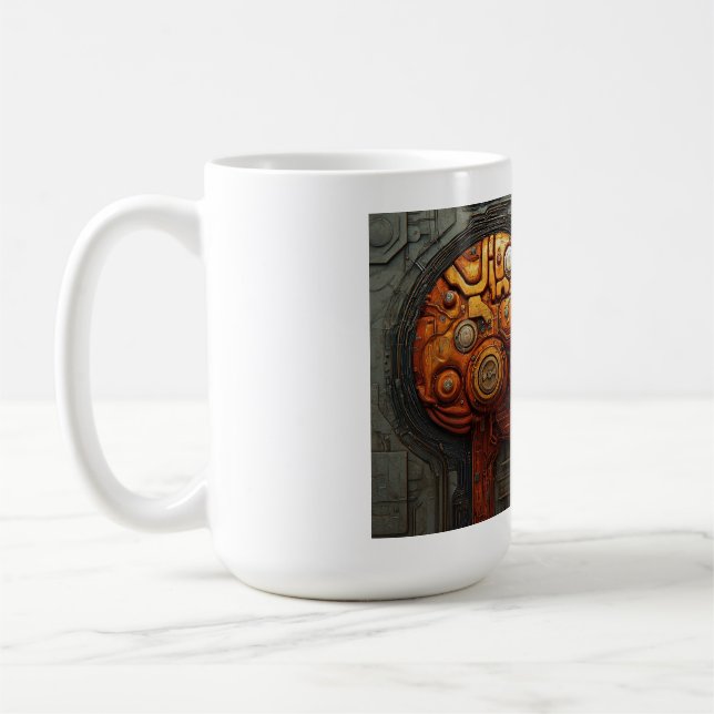 Biomechanical Cyberpunk Android Couple Art Coffee Mug (Left)