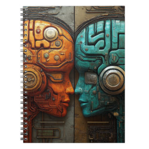 Biomechanical Cyberpunk Android Couple Art Notebook