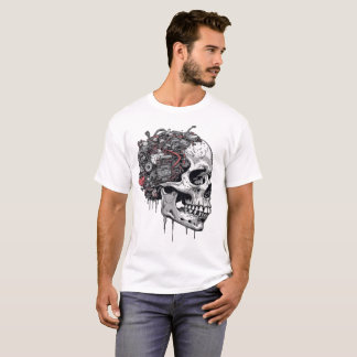 Biomechanical Cyberpunk Cyborg Skull Engine T-Shirt