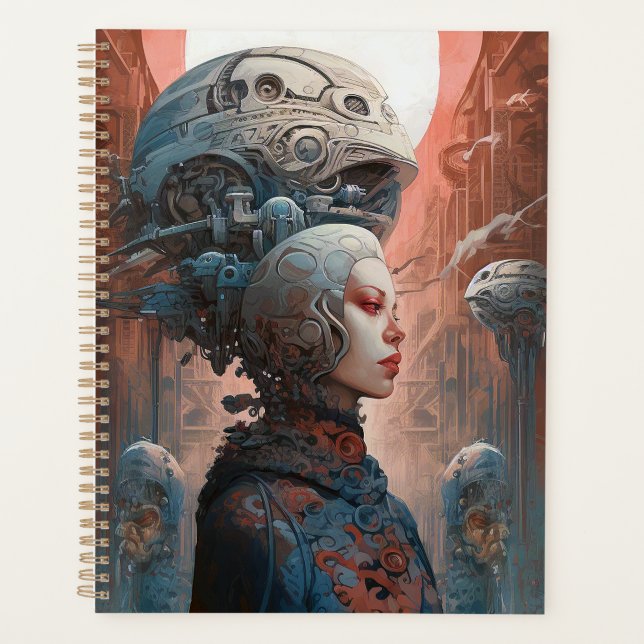 Biomechanical Head Surreal Sci-Fi Art Planner (Front)