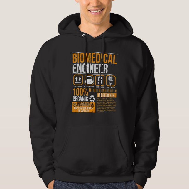 Biomedical Engineer Facts Label Biomedical Enginee Hoodie (Front)