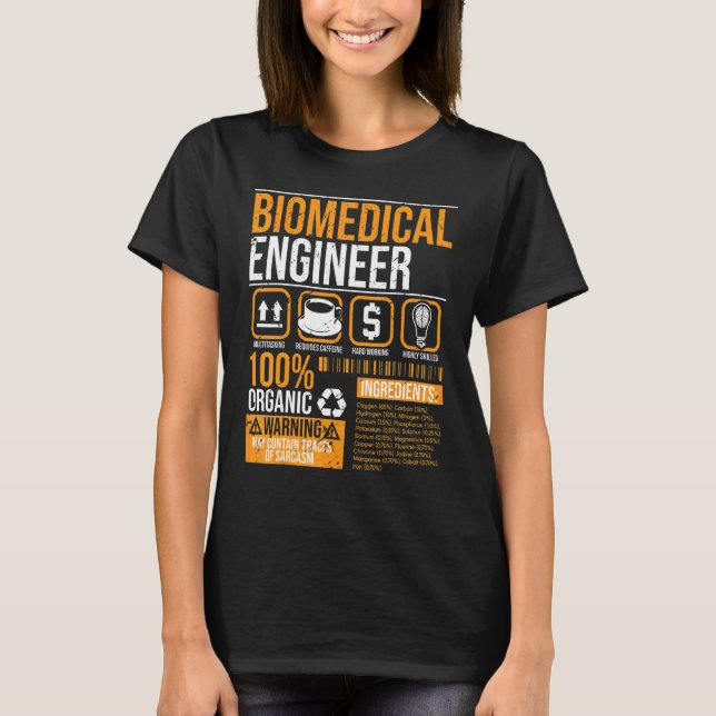 Biomedical Engineer Facts Label Biomedical Enginee T-Shirt (Front)