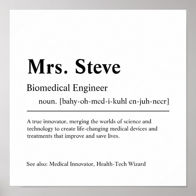 Biomedical Engineer Personalized Gift Poster (Front)