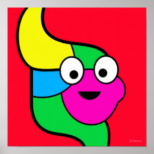 Biomorphic Two-Tailed Fish Poster