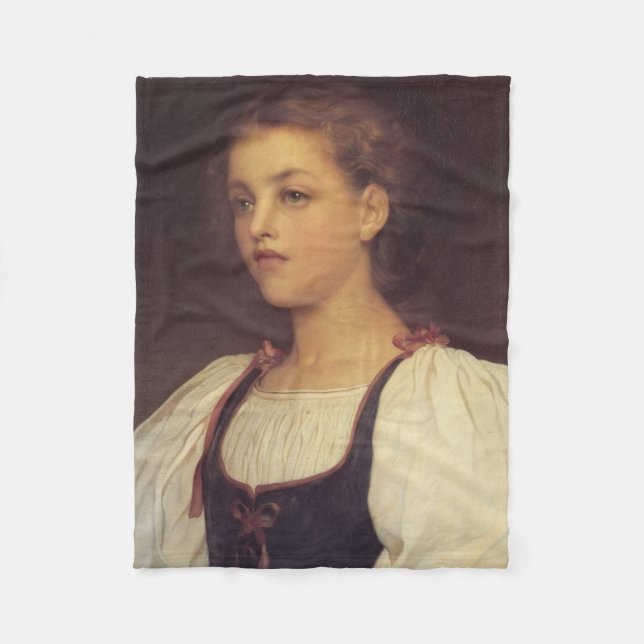 Biondina (by Frederic Leighton) Fleece Blanket (Front)