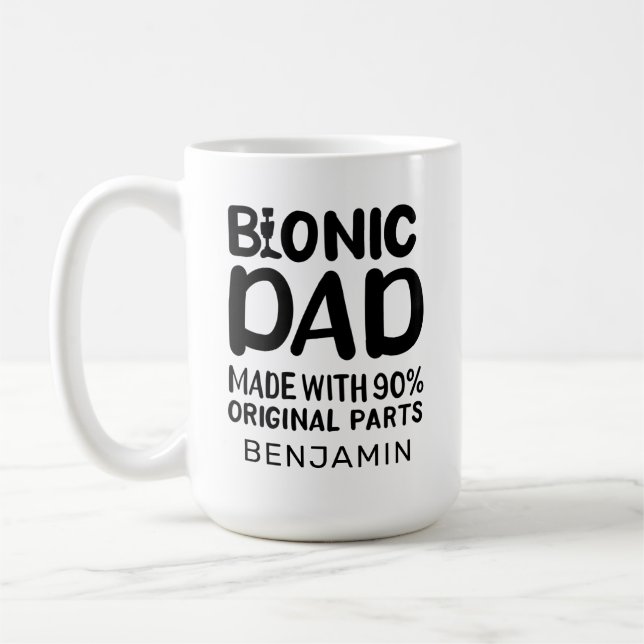 Bionic Dad Knee Replacement Celebration Coffee Mug (Left)