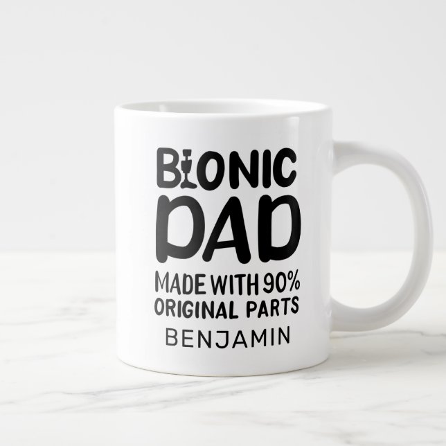 Bionic Dad Knee Replacement Celebration Large Coffee Mug (Right)