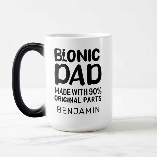 Bionic Dad Knee Replacement Celebration Magic Mug (Left)