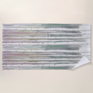 Biophilic handpainted muted birch watercolor wood beach towel