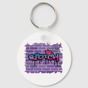 biotch graffiti design keychain