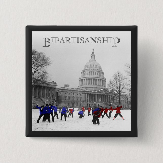 Bipartisan Snowball Fight 2 Inch Square Button (Front)